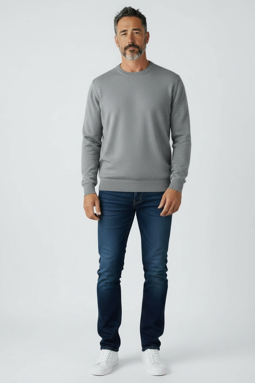 Donald Ross Mens Classic Fit SUPER GOLF Cotton Crew Neck Sweater - HEATHER GREY