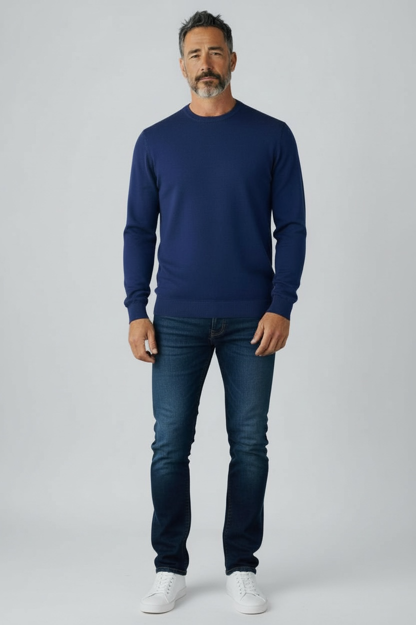 Donald Ross Mens Classic Fit SUPER GOLF Cotton Crew Neck Sweater - NAVY