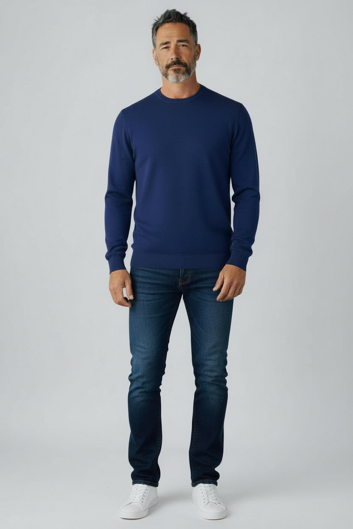 Donald Ross Mens Classic Fit SUPER GOLF Cotton Crew Neck Sweater - NAVY