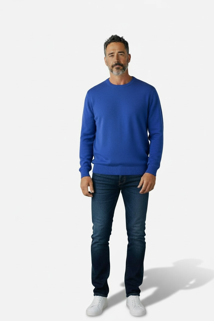 Donald Ross Mens Classic Fit SUPER GOLF Cotton Crew Neck Sweater - ROYAL
