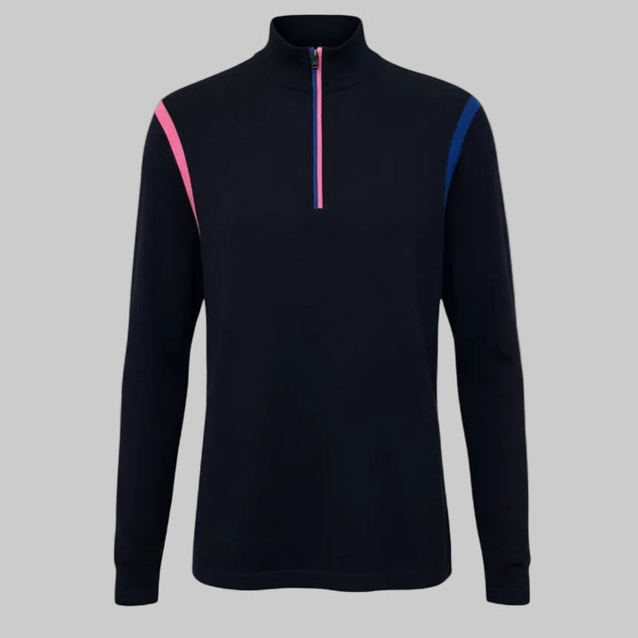 G/FORE MEN'S COLOUR BLOCK WOOL 1/4 ZIP PULLOVER SWEATER - TWILIGHT