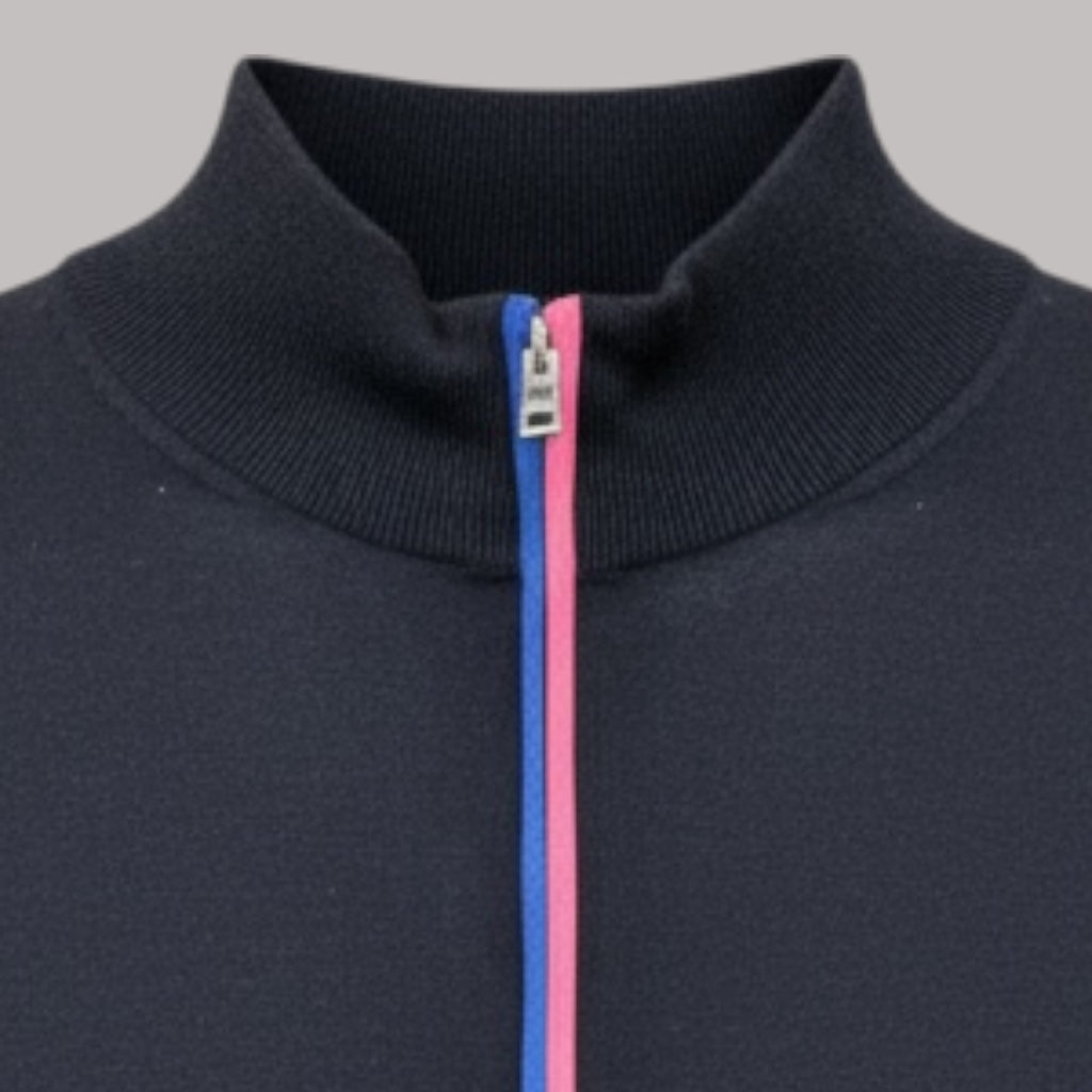 G/FORE MEN'S COLOUR BLOCK WOOL 1/4 ZIP PULLOVER SWEATER - TWILIGHT