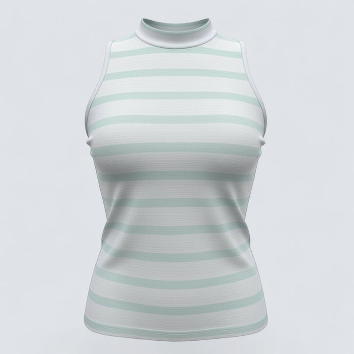 G/Fore Women's Cotton Sleeveless Stripe Mock - SNOW / OCEAN