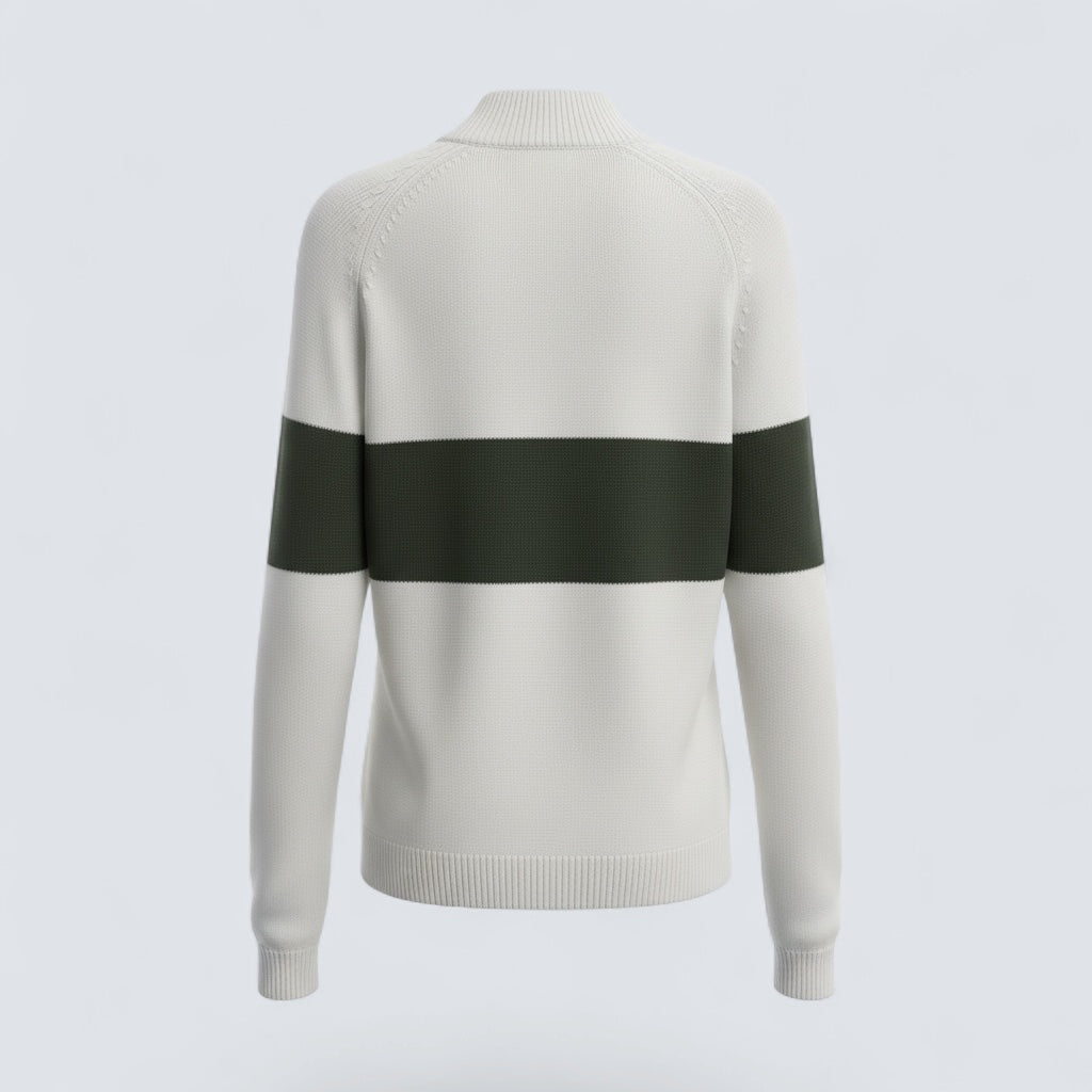 J.Lindeberg Womens ALVA Wool Coolmax Sweater -  WHITE / THYME GREEN