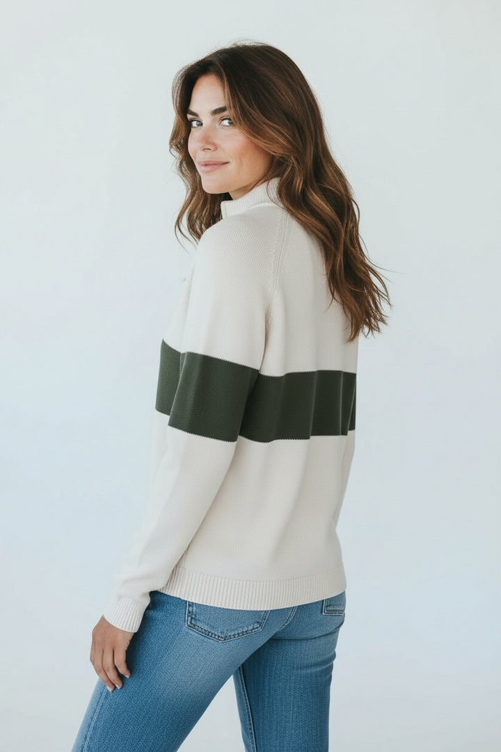 J.Lindeberg Womens ALVA Wool Coolmax Sweater -  WHITE / THYME GREEN