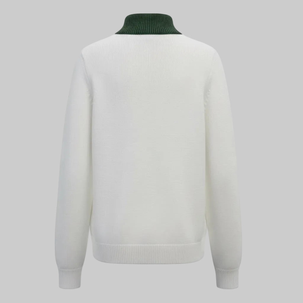 J.Lindeberg Womens ANNA Wool Coolmax Sweater -  WHITE / THYME GREEN