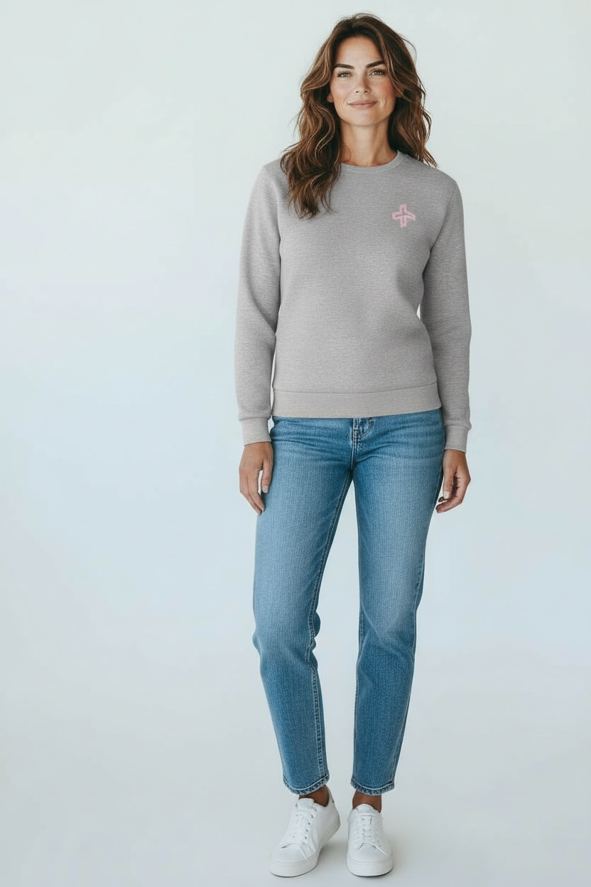 Cross Sportswear Women's Leisure Crew Neck Sweater - GREY MELANGE