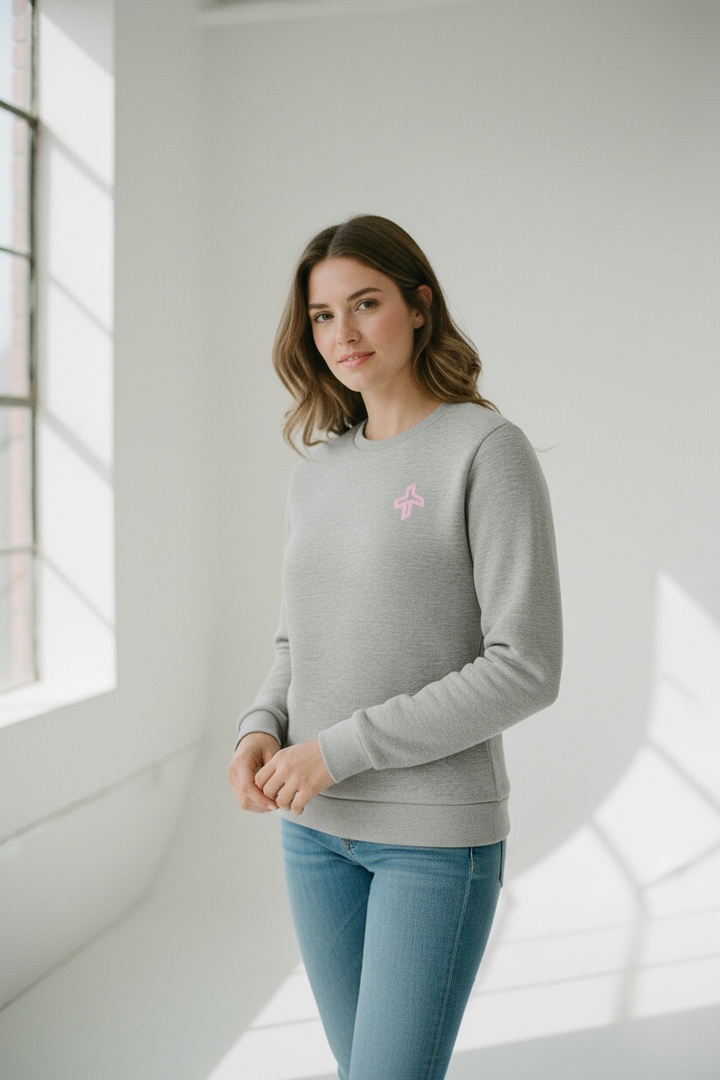 Cross Sportswear Women's Leisure Crew Neck Sweater - GREY MELANGE