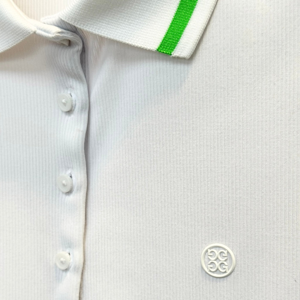 G/FORE WOMENS RIBBED TECH NYLON SLEEVELESS POLO - SNOW