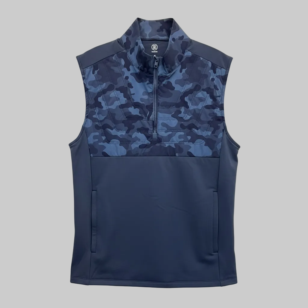G/FORE MENS 1/4 ZIP QUILTED HYBRID STRETCH VEST - TWILIGHT / CAMO