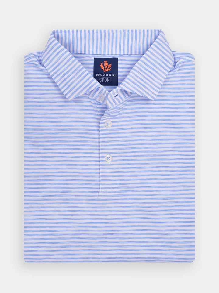Donald Ross Mens Sport Fit OWEN Polo - COASTAL / WHITE