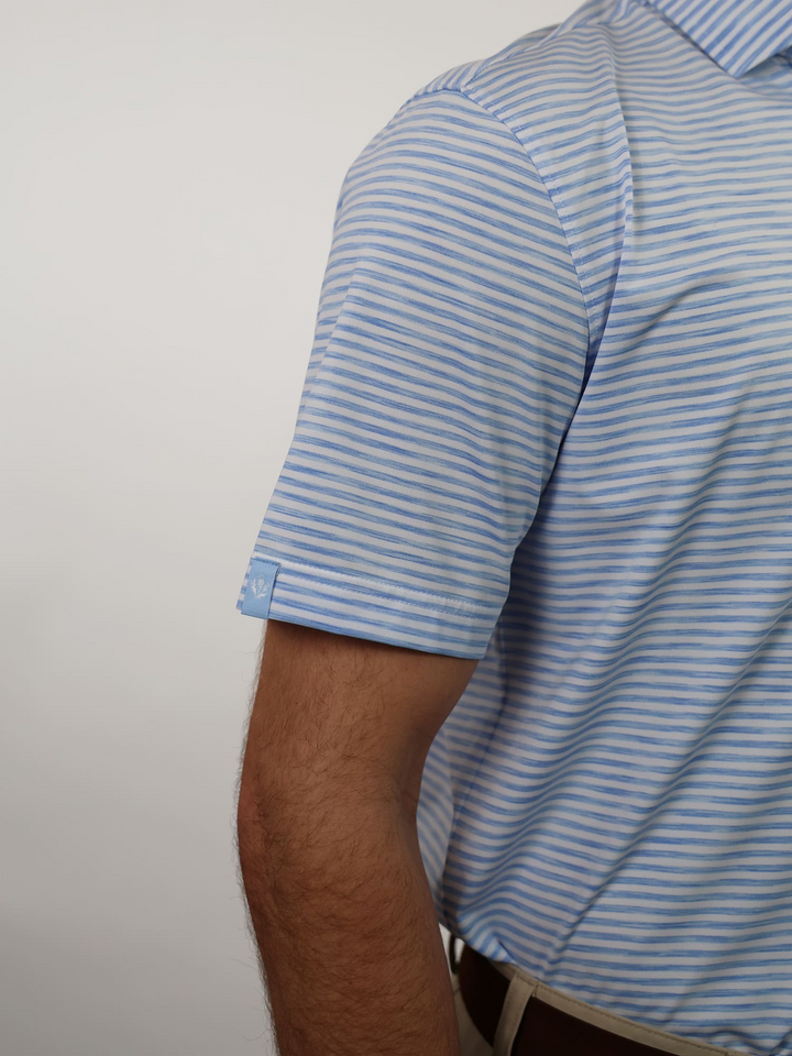 Donald Ross Mens Sport Fit OWEN Polo - COASTAL / WHITE