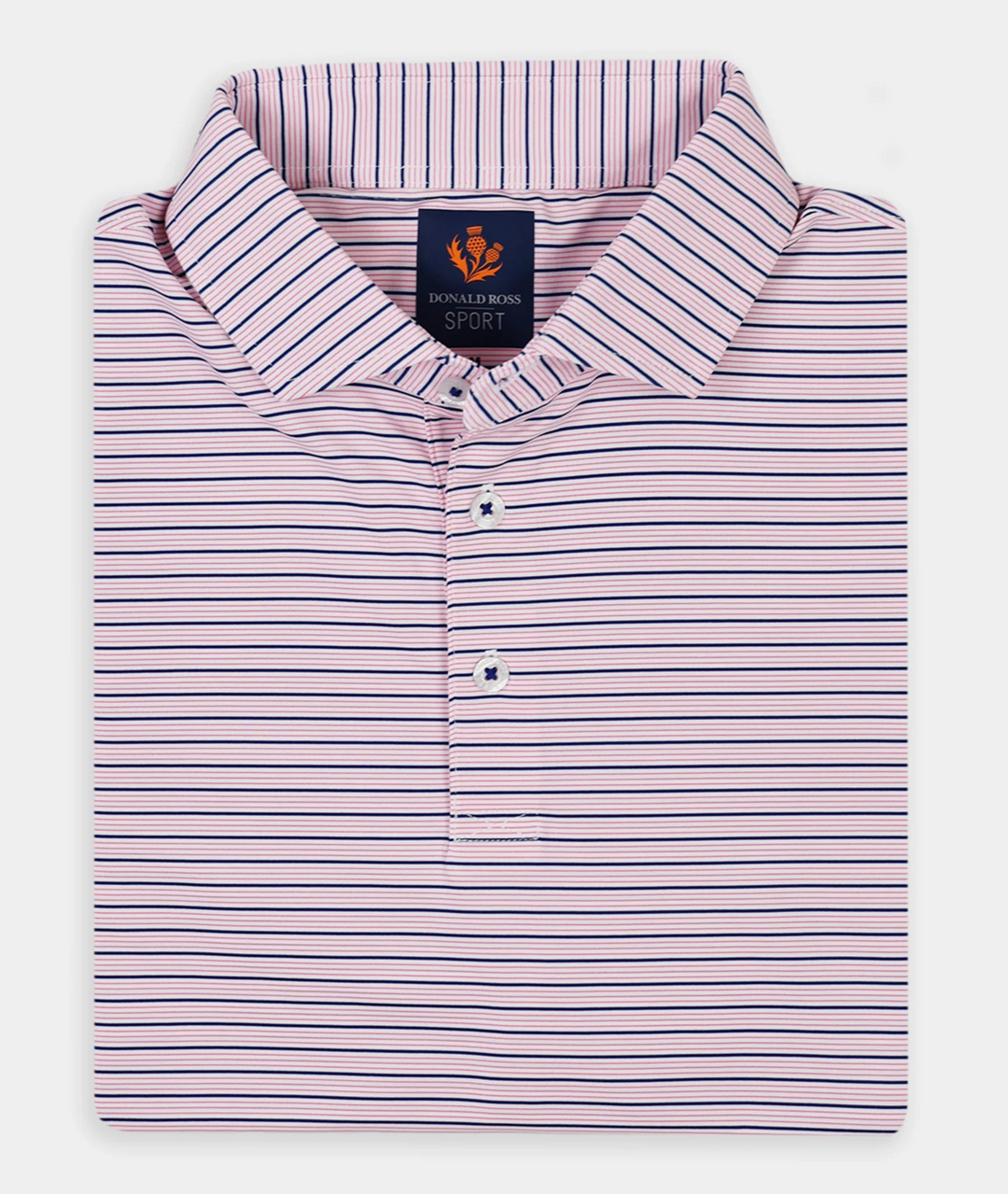 Donald Ross Mens Sport Fit ROSS  Polo -WHITE / RASPBERRY / NAVY