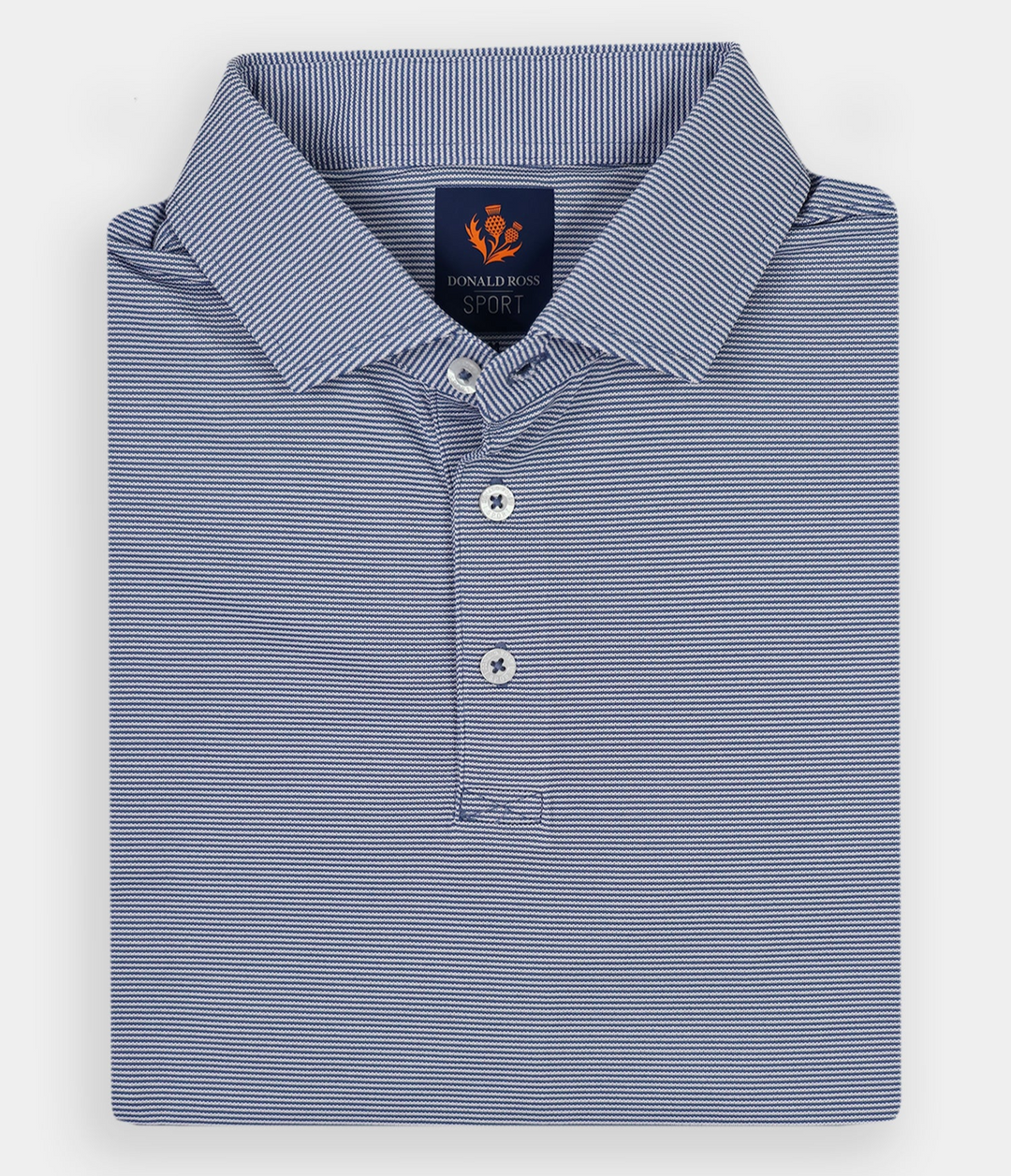 Donald Ross Mens Sport Fit LEO Polo - DENIM / WHITE