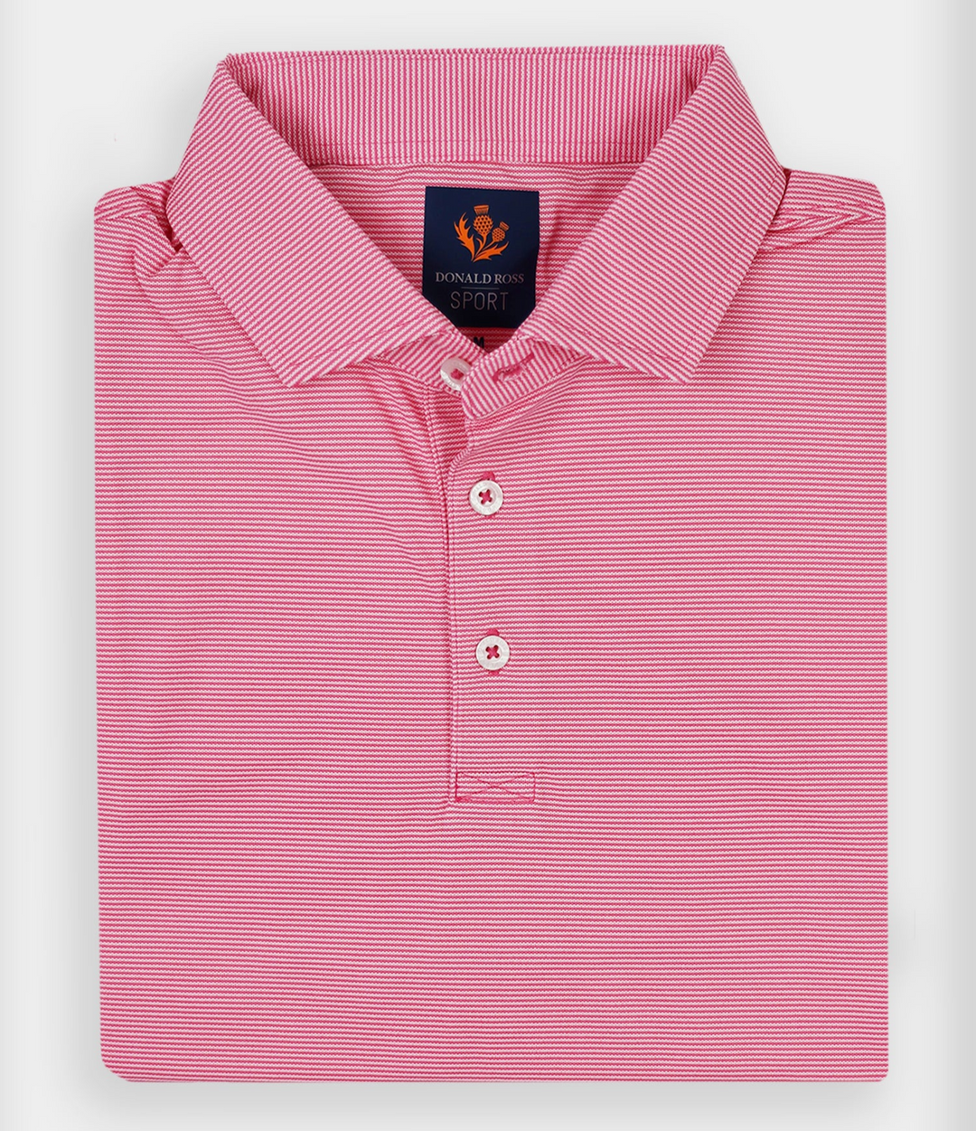Donald Ross Mens Sport Fit LEO Polo - RASPBERRY / WHITE