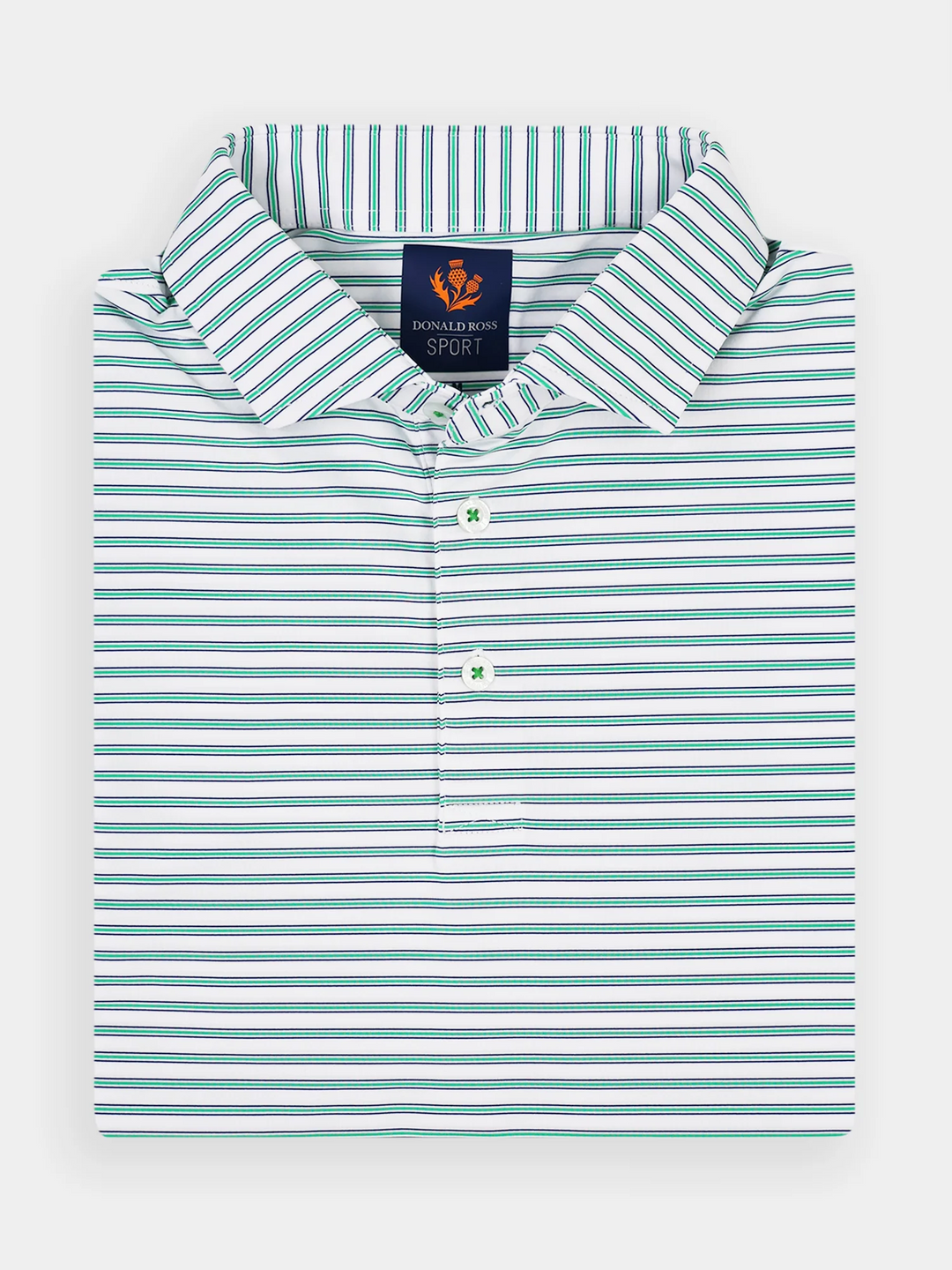 Donald Ross Mens Sport Fit HARRIS  Polo - WHITE / CLOVER / NAVY