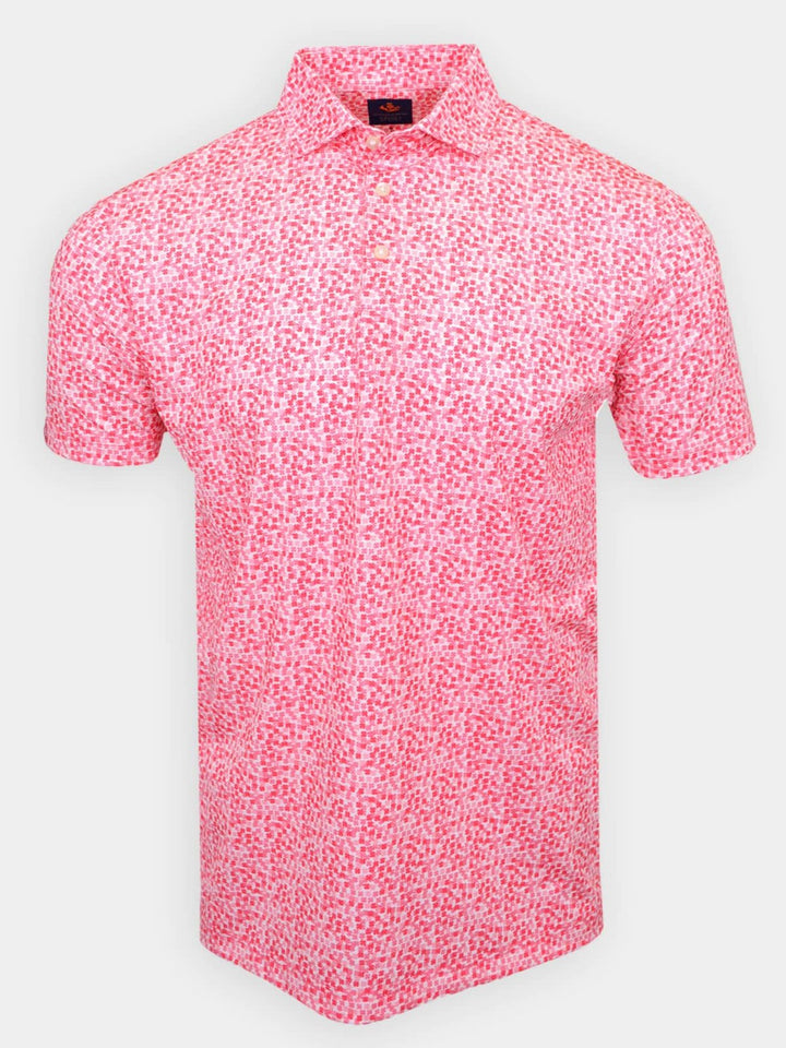 Donald Ross Mens Sport Fit Harry Tonal Clovers Polo - WATERMELON