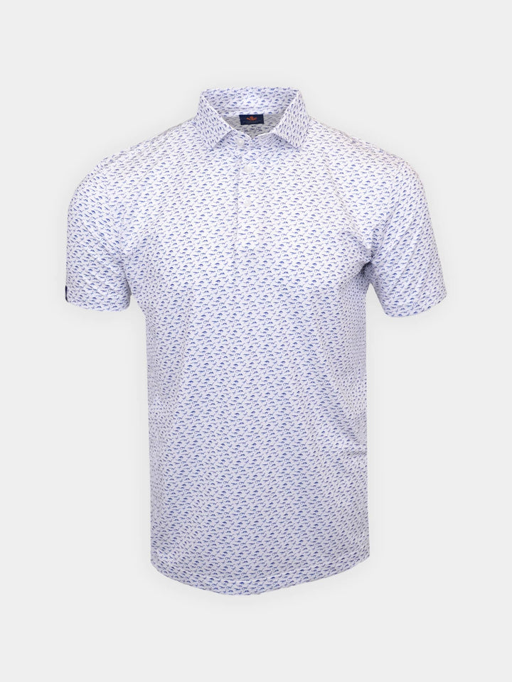 Donald Ross Mens Sport Fit Angus Polo - WHITE/NAVY