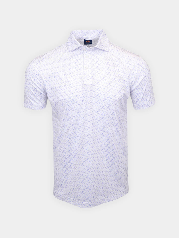 Donald Ross Sport Fit Mens Angus Polo - WHITE/ PERIWINKLE