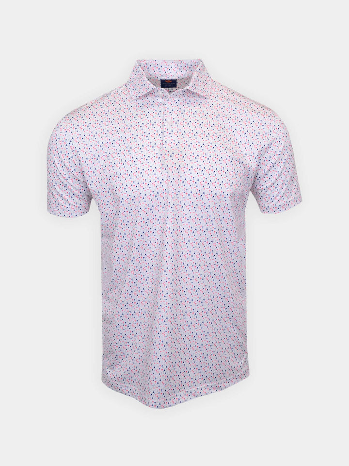 Donald Ross Mens Sport Fit Felix Polo - WHITE/WATERMELON