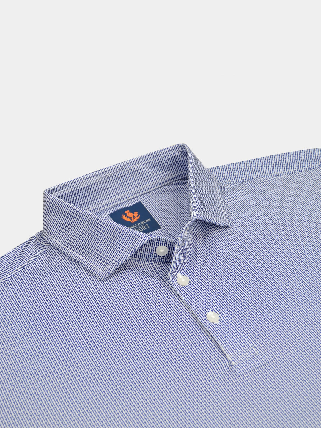 Donald Ross Sport Fit Mens Short Sleeve Glen Polo - WHITE/INDIGO