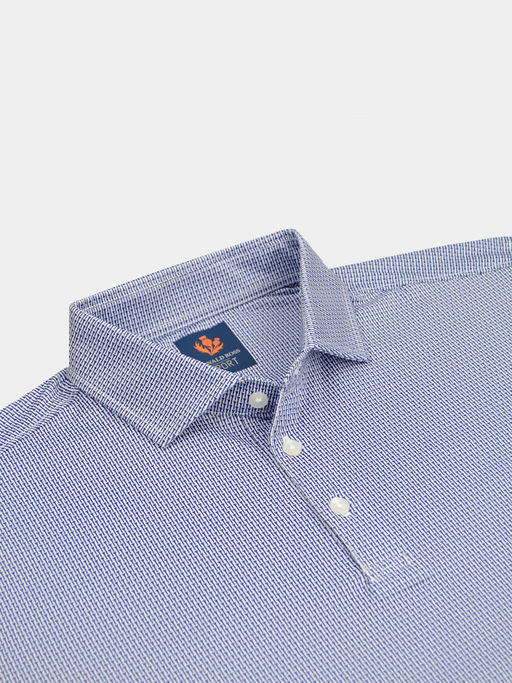 Donald Ross Sport Fit Mens Short Sleeve Glen Polo - WHITE/INDIGO