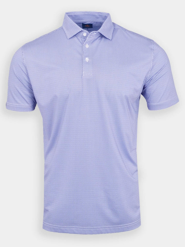 Donald Ross Sport Fit Mens Short Sleeve Glen Polo - WHITE/INDIGO