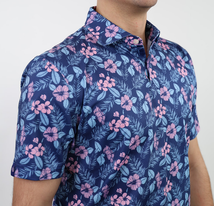 Donald Ross Mens Sport Fit MACK Polo - NAVY MULTI