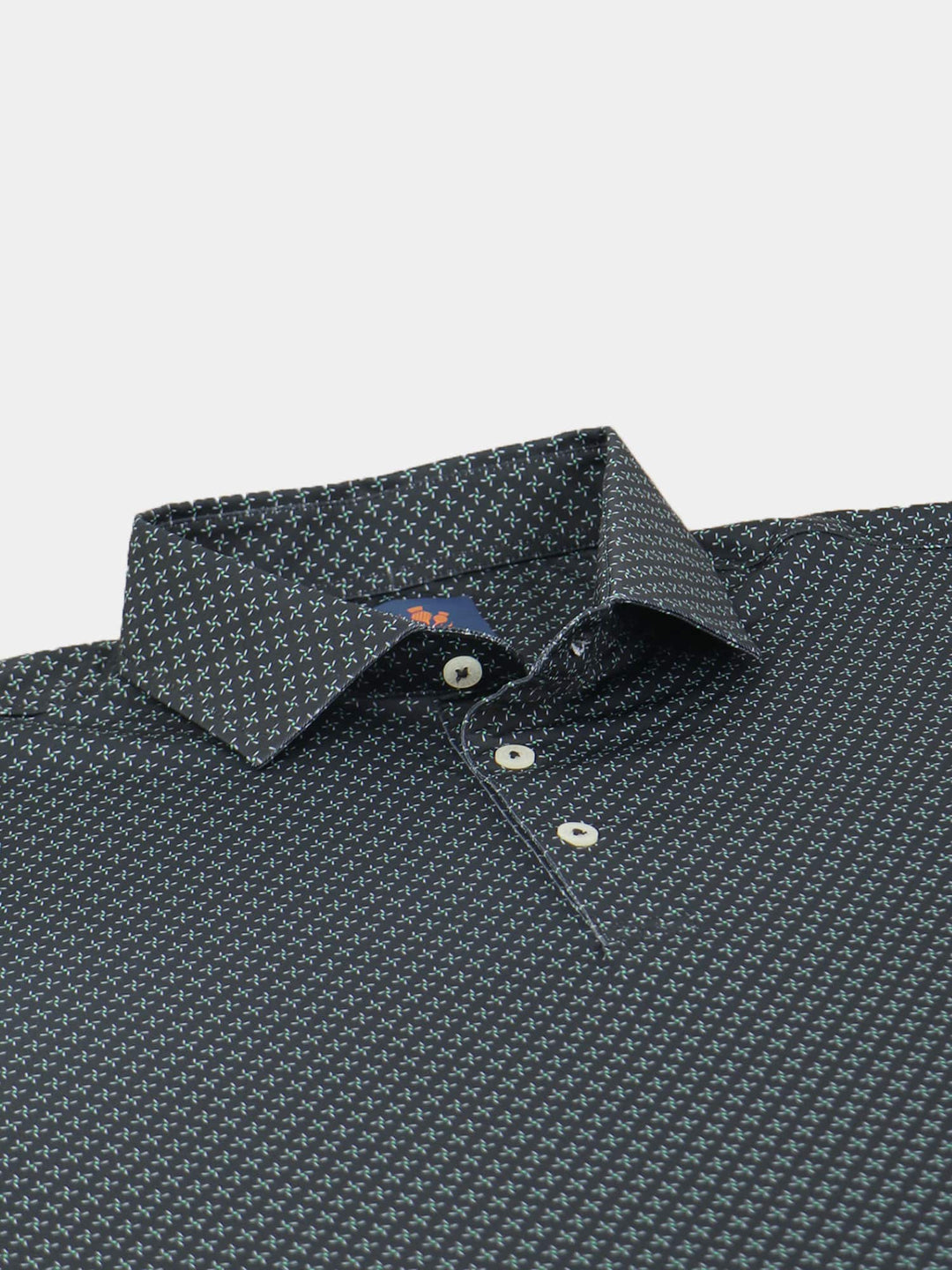 Donald Ross Men's Sport Fit William Pinwheel Print Polo - BLACK / WHITE / MEADOW