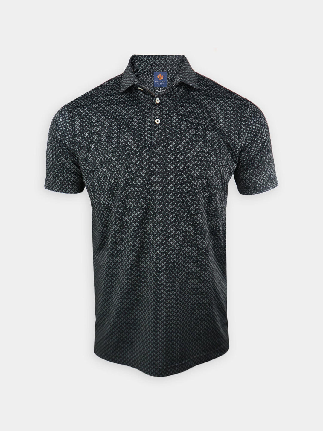 Donald Ross Men's Sport Fit William Pinwheel Print Polo - BLACK / WHITE / MEADOW