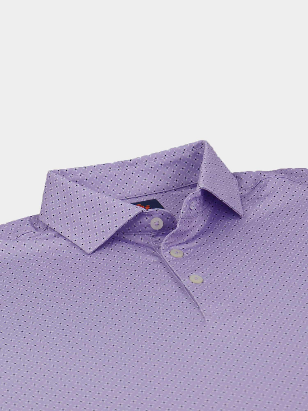 Donald Ross Mens Sport Fit William Pinwheel Print Polo - LAVENDER/WHITE/BLACK