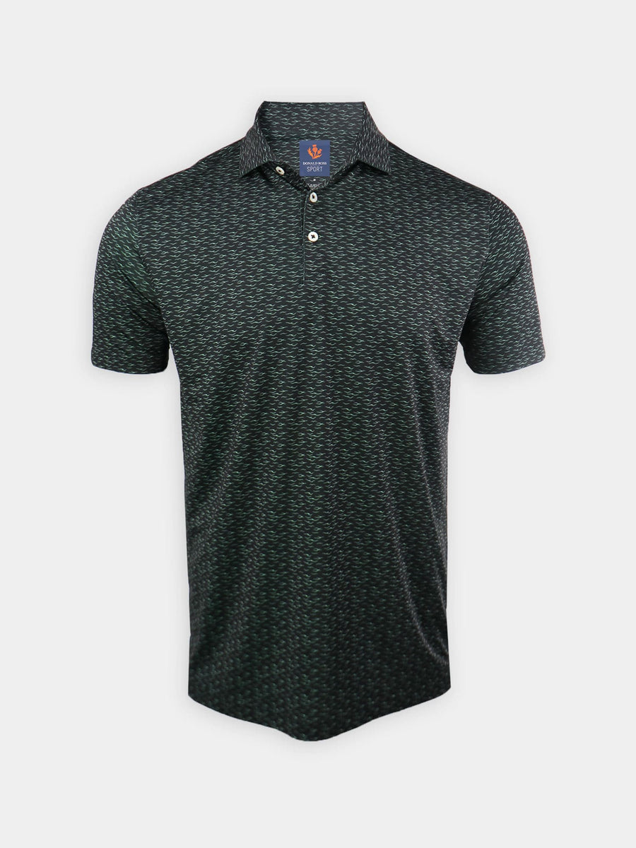 Donald Ross Mens Sutton Waves Print Polo - BLACK/MEADOW - Golf Anything Canada