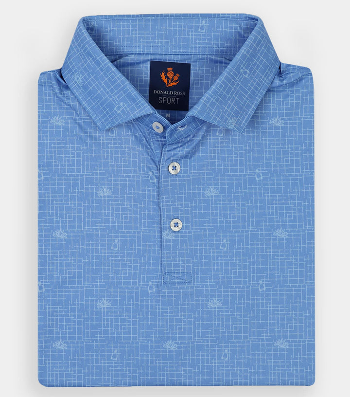 Donald Ross Mens Sport Fit BOYD Print Polo - HARBOR