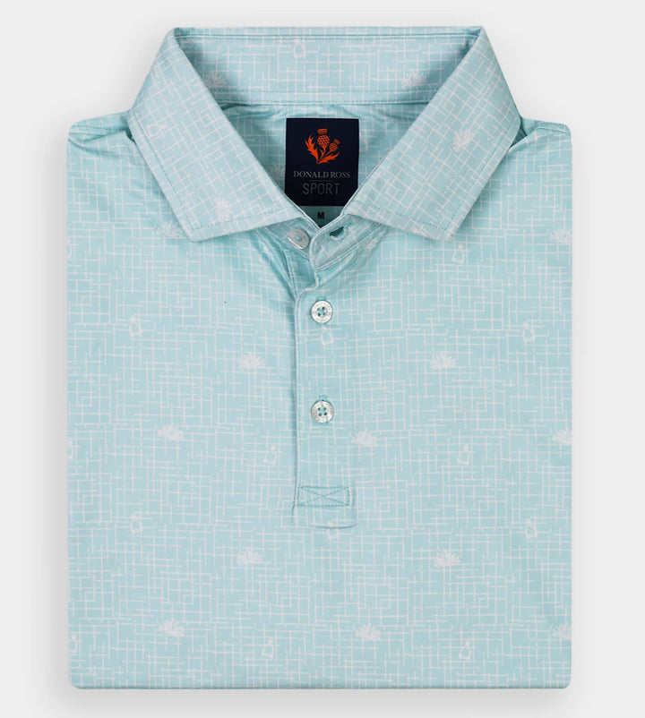 Donald Ross Mens Sport Fit BOYD Print Polo - POOL