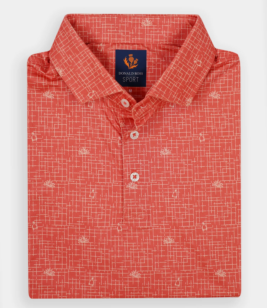 Donald Ross Mens Sport Fit BOYD Print Polo - RED APPLE