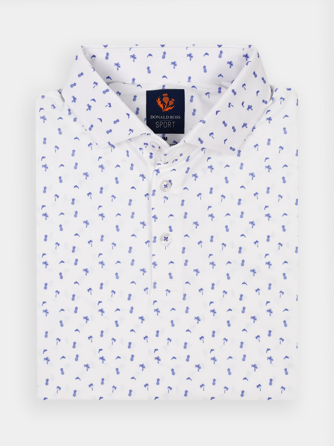 Donald Ross Mens Sport Fit DAVID Polo - WHITE / PERIWINKLE
