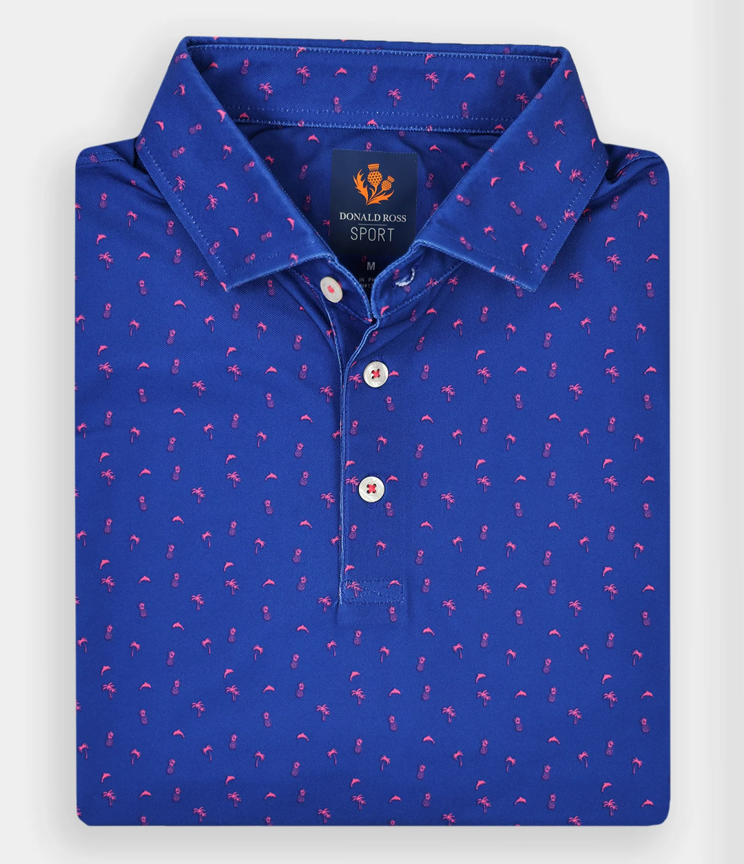 Donald Ross Mens Sport Fit DAVID Polo - NAVY / RASPBERRY