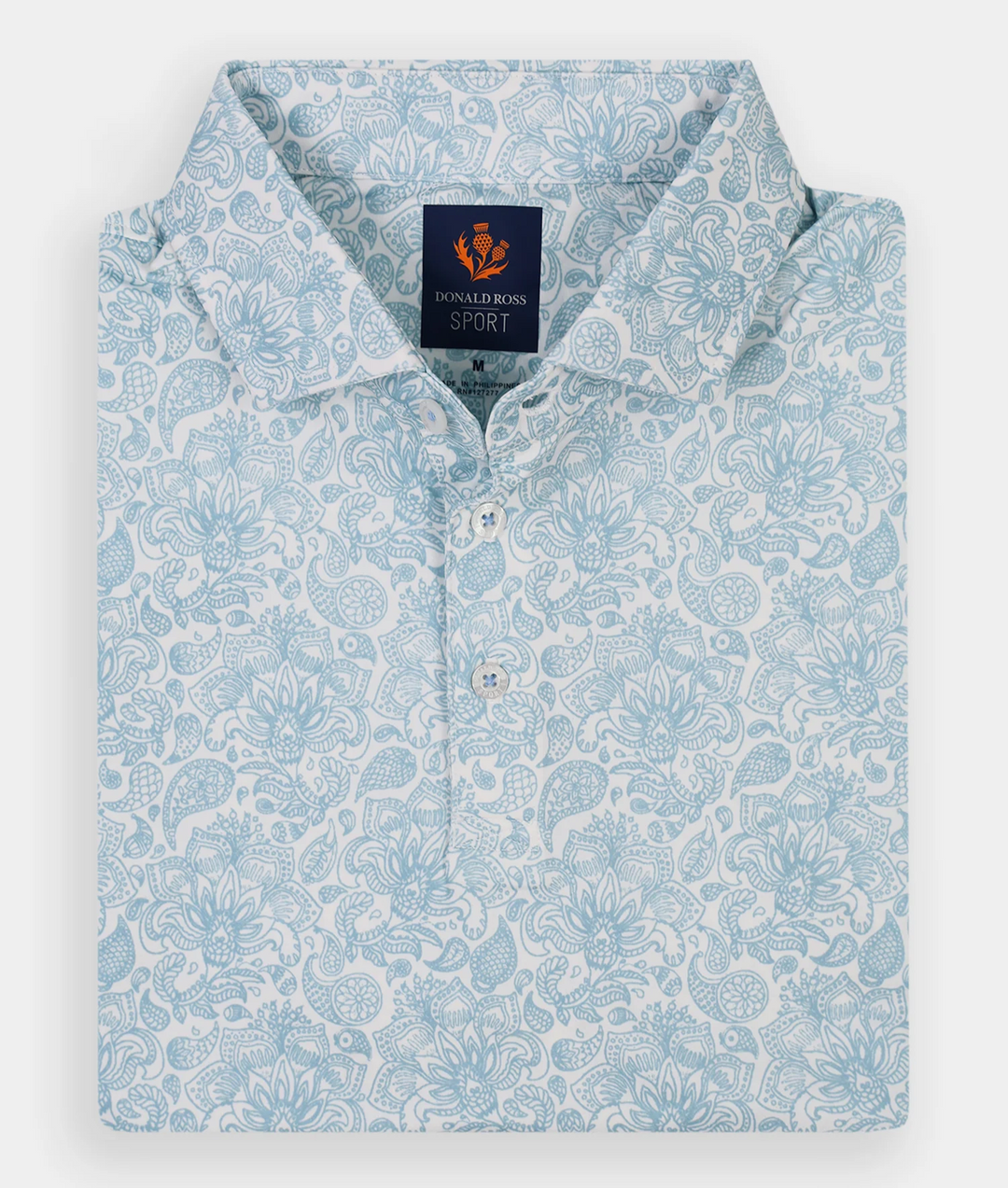 Donald Ross Mens Sport Fit STEWART Polo - WHITE / NEPTUNE