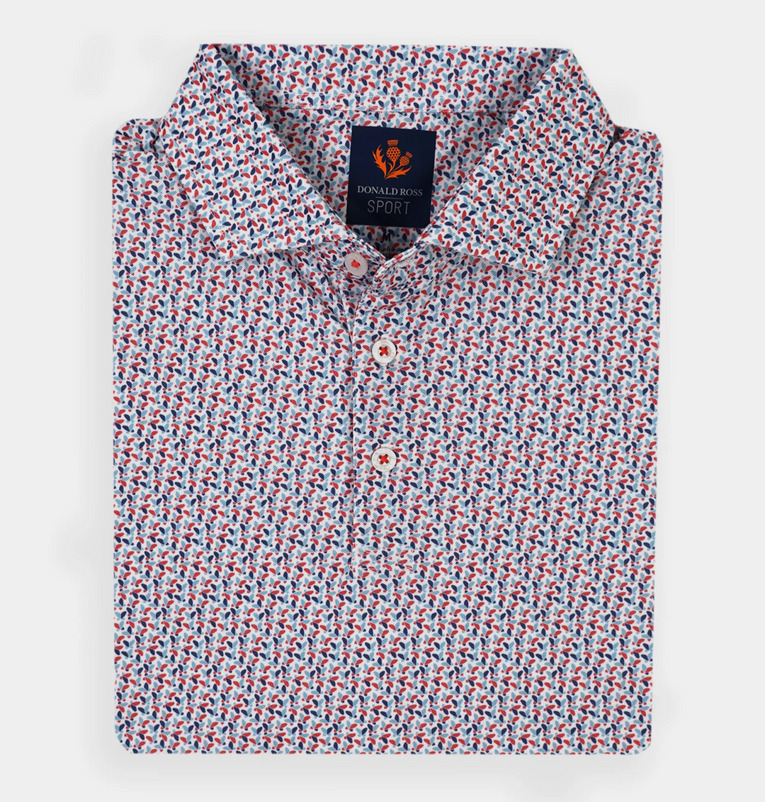Donald Ross Mens Sport Fit ALFIE Polo - WHITE / DENIM