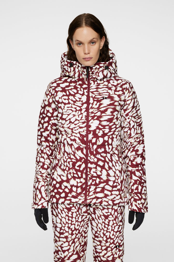 J.Lindeberg Women's THERMIC DOWN Printed Ski Jacket - GLITCH LEO LIME