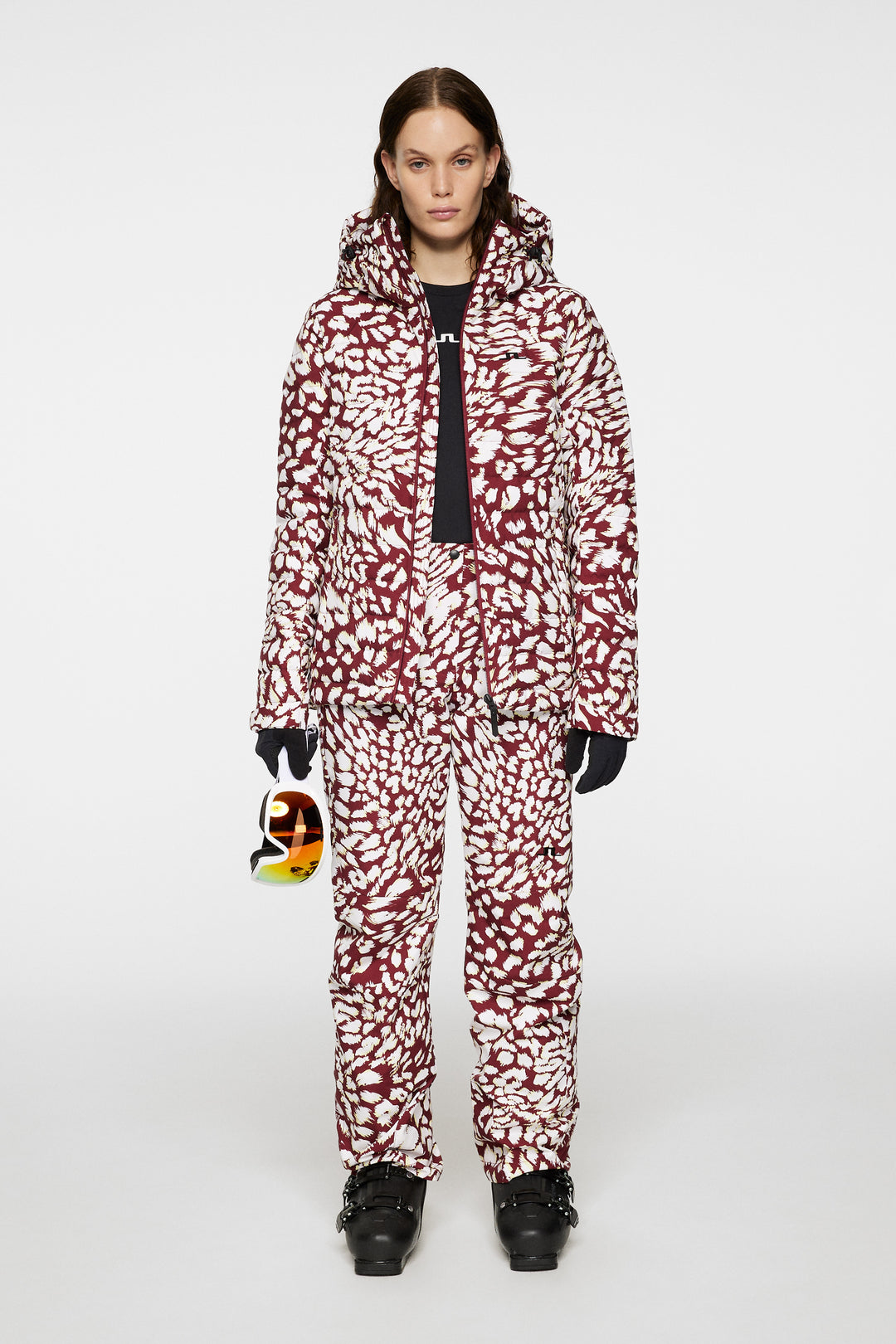 J.Lindeberg Women's THERMIC DOWN Printed Ski Jacket - GLITCH LEO LIME