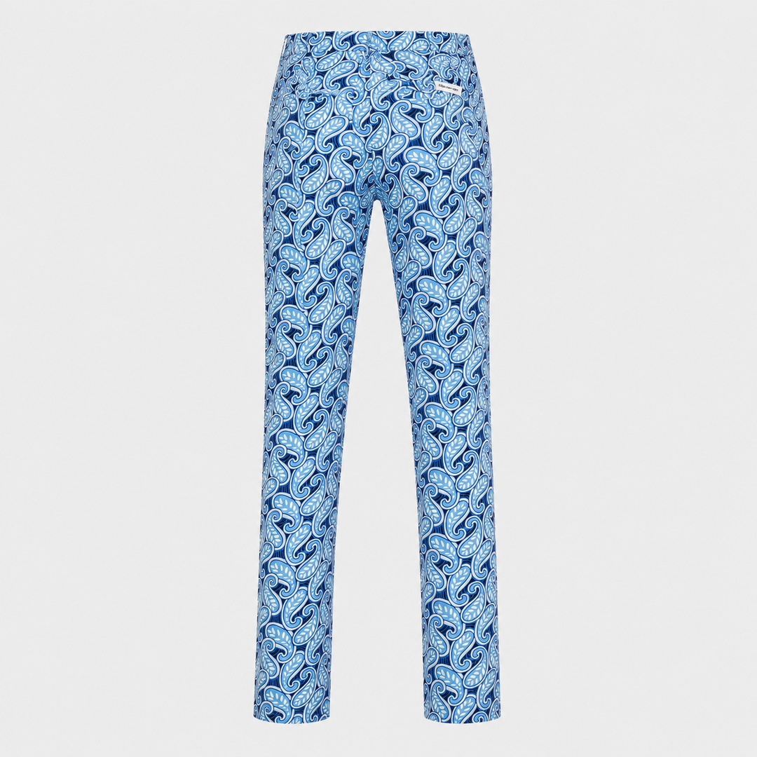Sport Monaco Slim Fit Paisley Print Cotton Pants - BLUE / WHITE