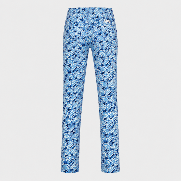 Sport Monaco Slim Fit Paisley Print Cotton Pants - BLUE / WHITE