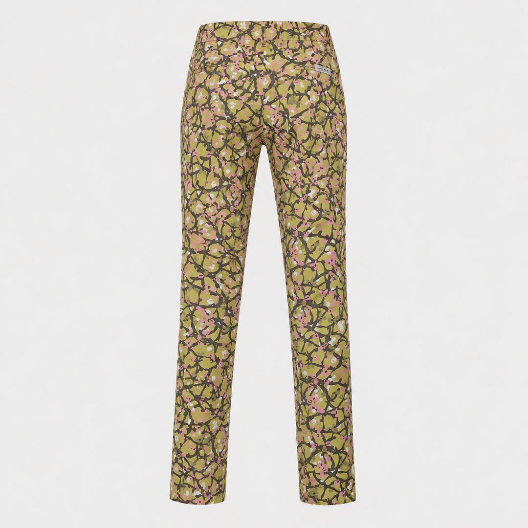 Sport Monaco Men's Slim Fit Floral Print Cotton Pants - GREEN / GREY / PINK