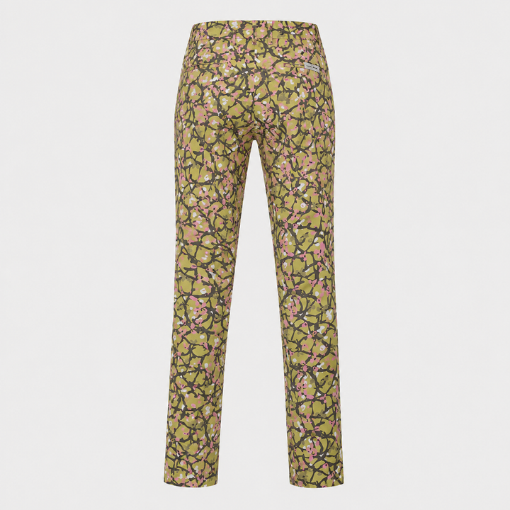 Sport Monaco Men's Slim Fit Floral Print Cotton Pants - GREEN / GREY / PINK