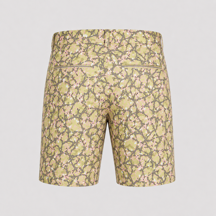 Sport Monaco Men's Slim Fit Floral Print Cotton Shorts - GREEN / GREY / PINK