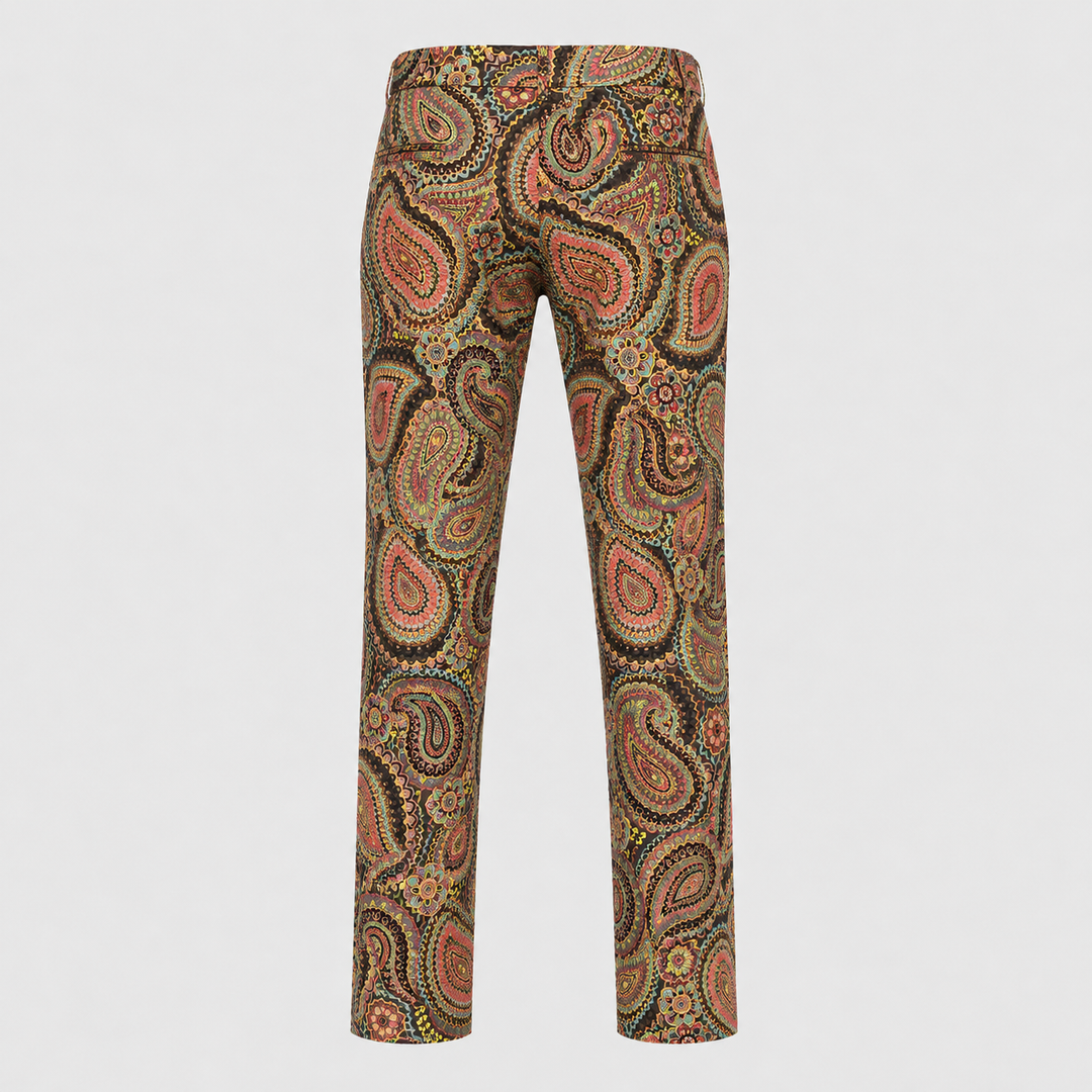 Sport Monaco Men's Slim Fit Paisley Print Cotton Pants - MULTI