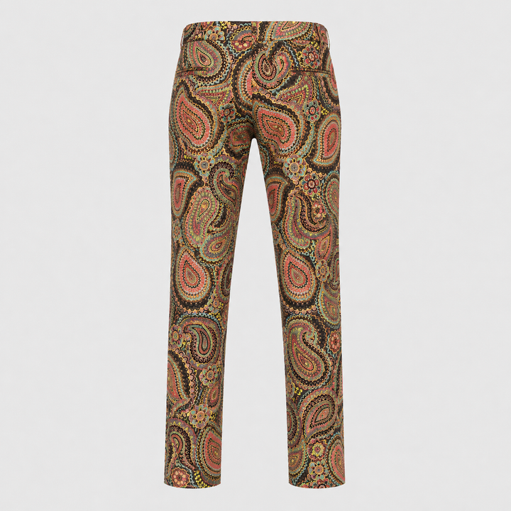 Sport Monaco Men's Slim Fit Paisley Print Cotton Pants - MULTI