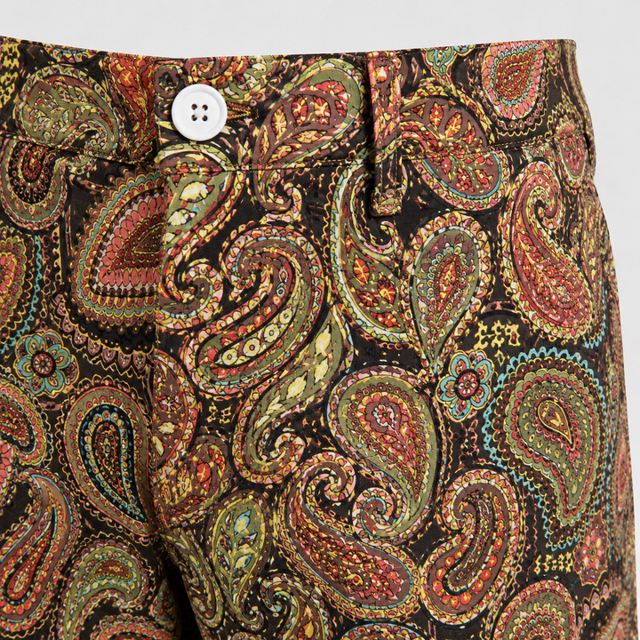Sport Monaco Men's Slim Fit Paisley Print Cotton Pants - MULTI
