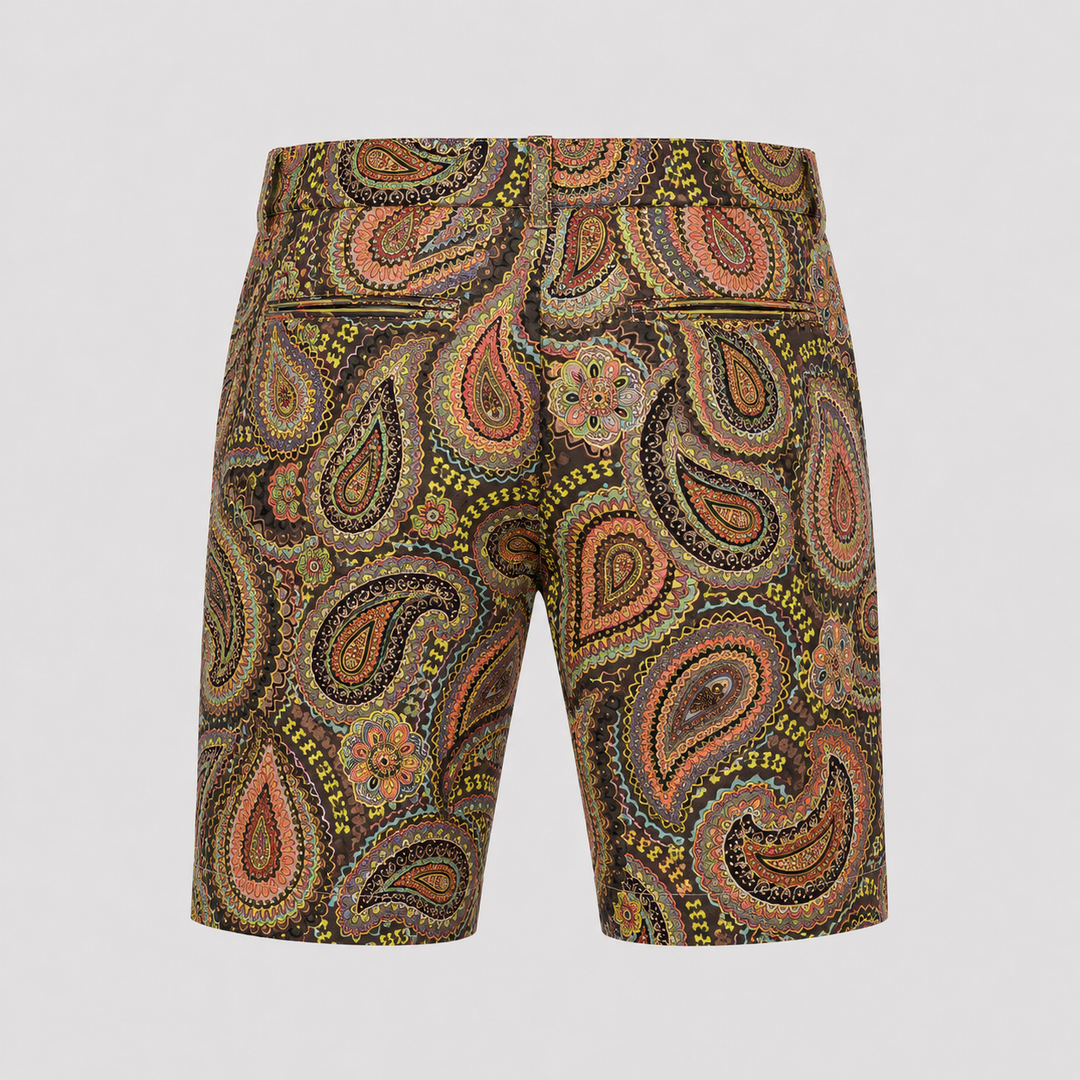 Sport Monaco Men's Slim Fit Paisley Print Cotton Shorts - MULTI